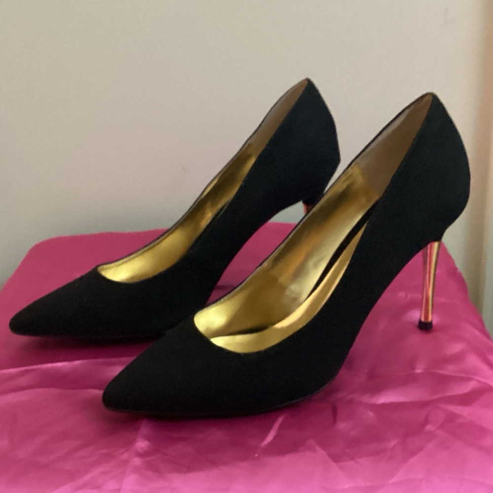 Thalia Sodi Black and Gold Heels